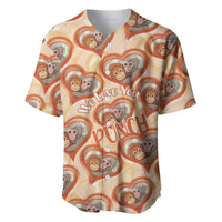 Punch The Monkey Baseball Jersey We Love You Seamless Heart Style Orange