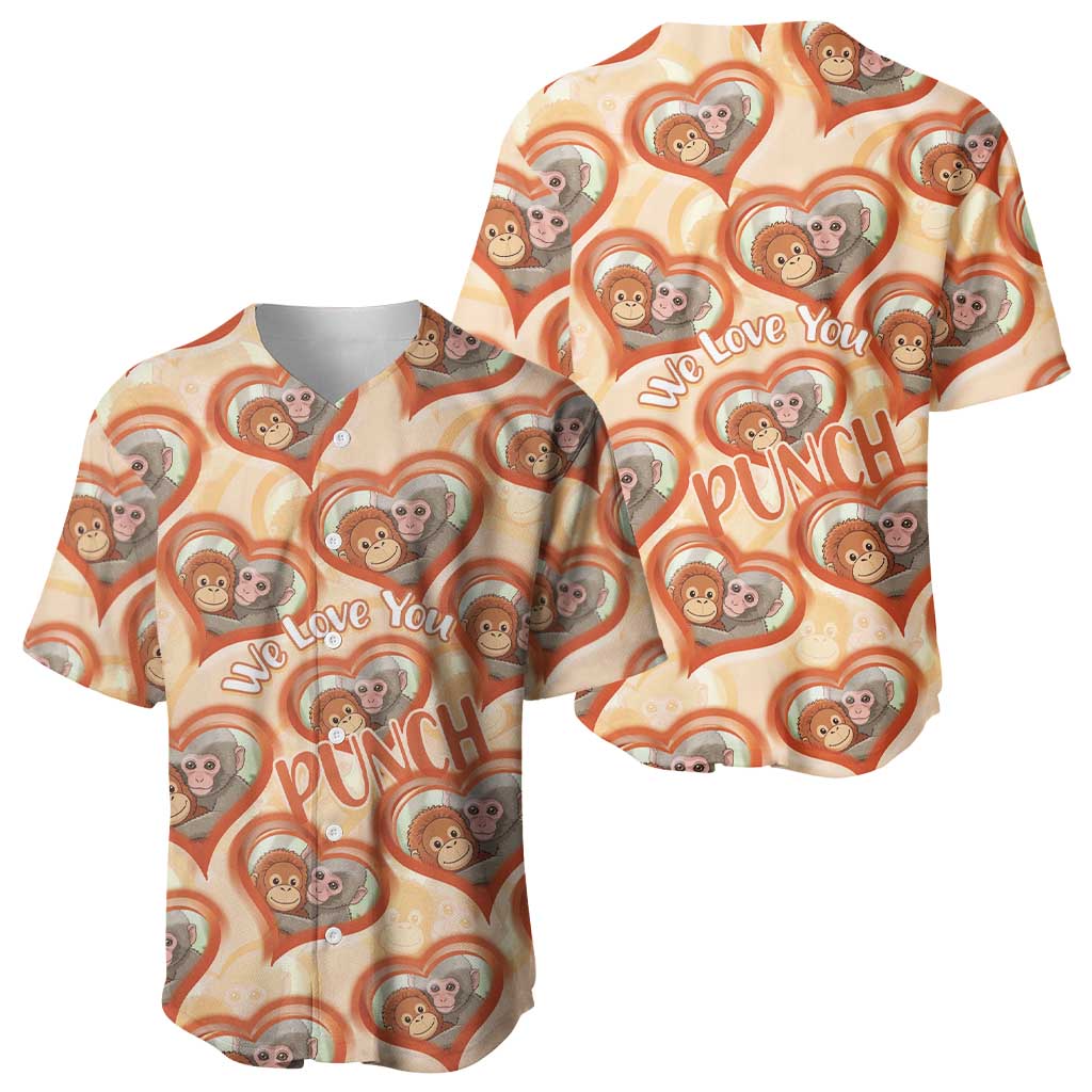 Punch The Monkey Baseball Jersey We Love You Seamless Heart Style Orange