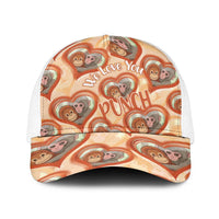 Punch The Monkey Baseball Net Cap We Love You Seamless Heart Style Orange