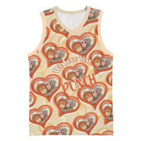 Punch The Monkey Basketball Jersey We Love You Seamless Heart Style Orange