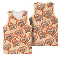 Punch The Monkey Basketball Jersey We Love You Seamless Heart Style Orange