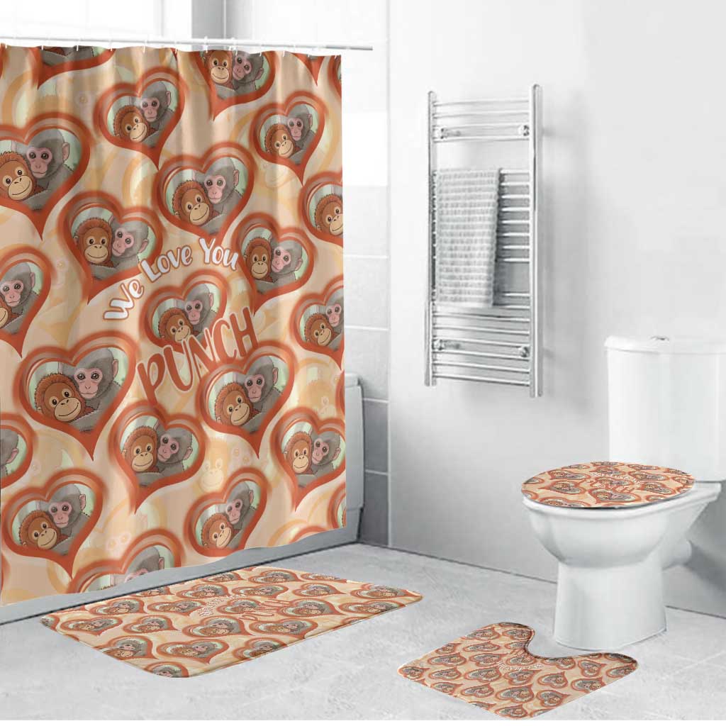 Punch The Monkey Bathroom Set We Love You Seamless Heart Style Orange