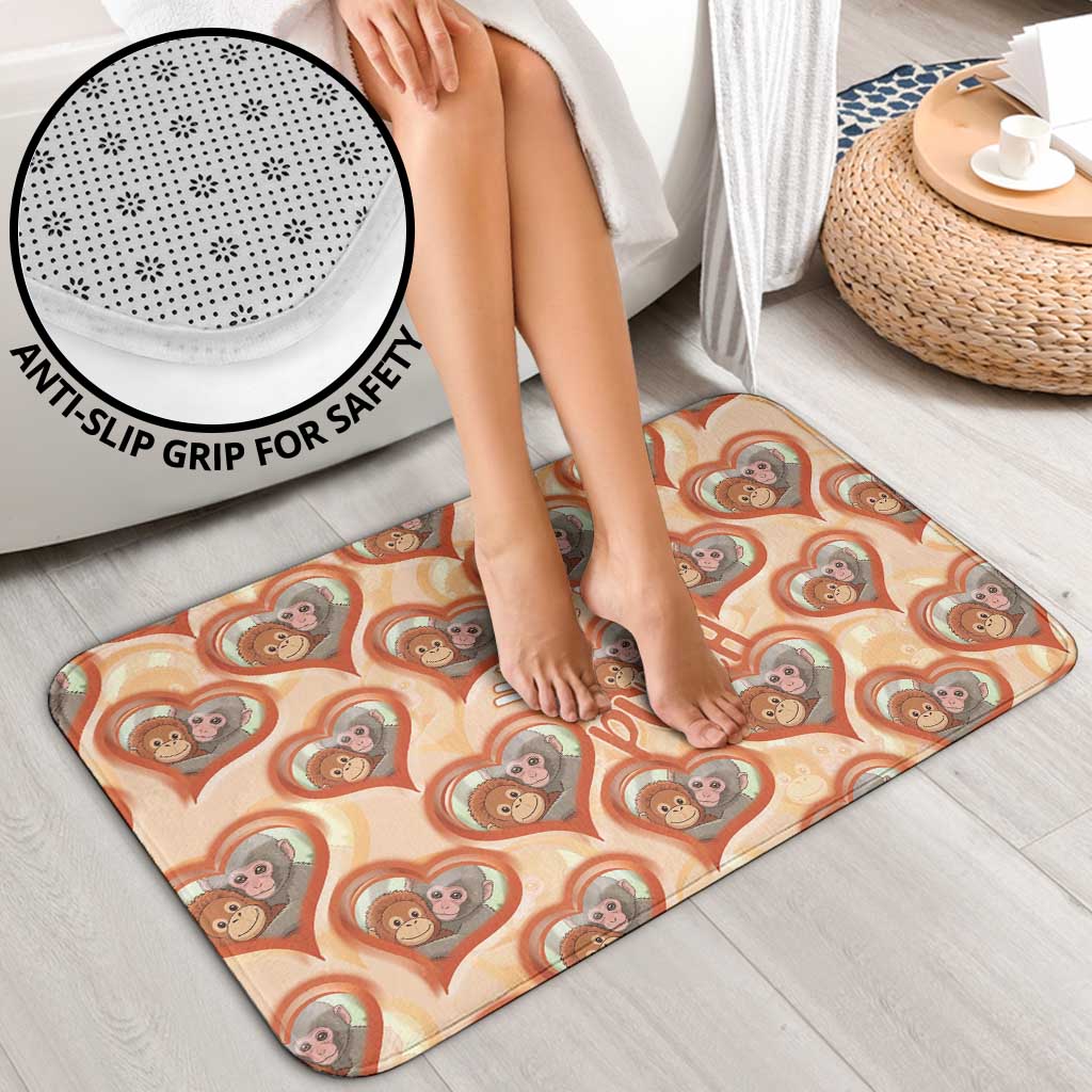 Punch The Monkey Bathroom Set We Love You Seamless Heart Style Orange