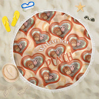 Punch The Monkey Beach Blanket We Love You Seamless Heart Style Orange
