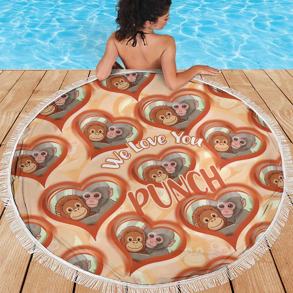 Punch The Monkey Beach Blanket We Love You Seamless Heart Style Orange