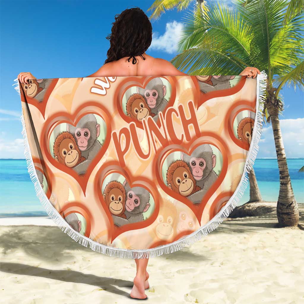 Punch The Monkey Beach Blanket We Love You Seamless Heart Style Orange