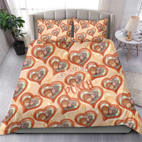 Punch The Monkey Bedding Set We Love You Seamless Heart Style Orange