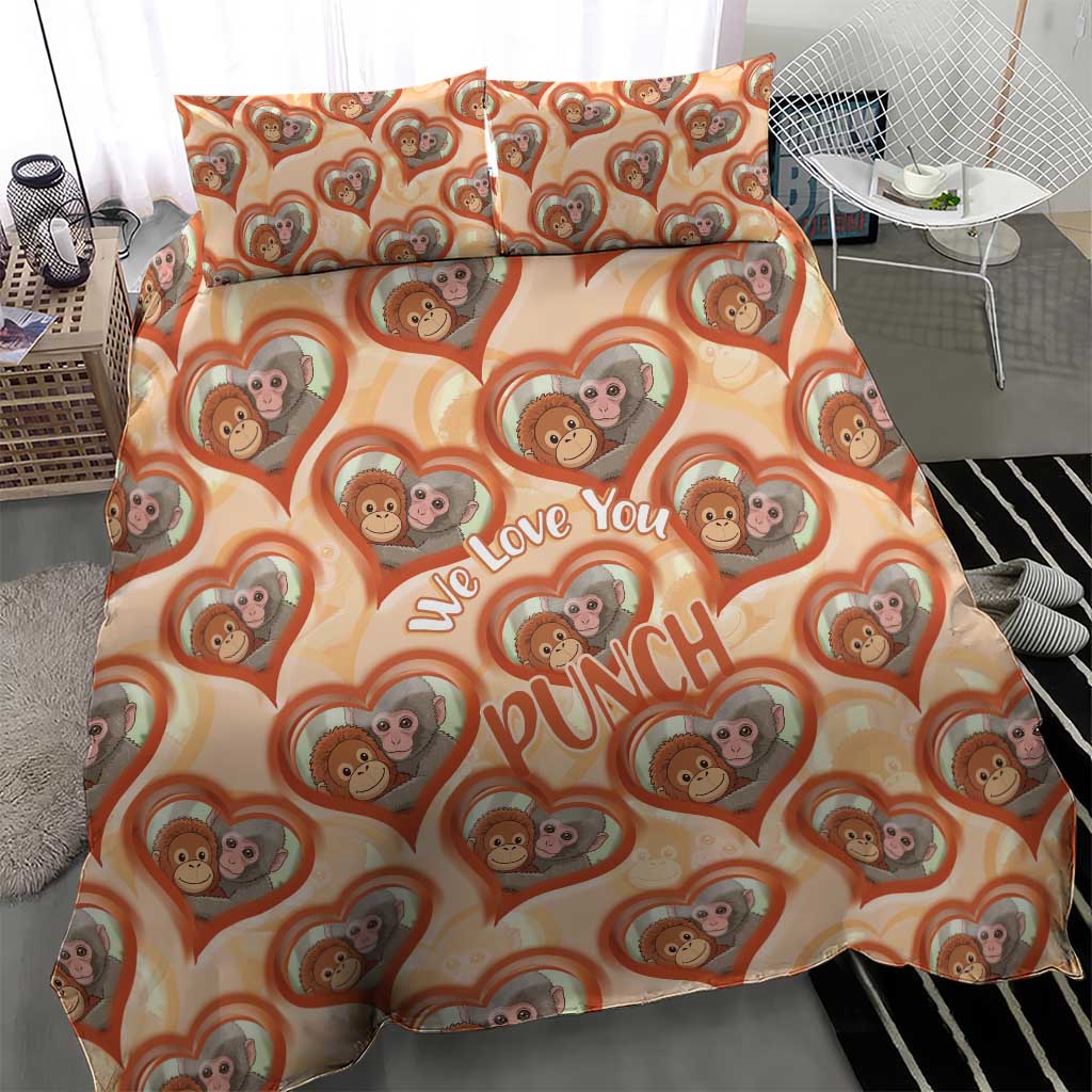 Punch The Monkey Bedding Set We Love You Seamless Heart Style Orange