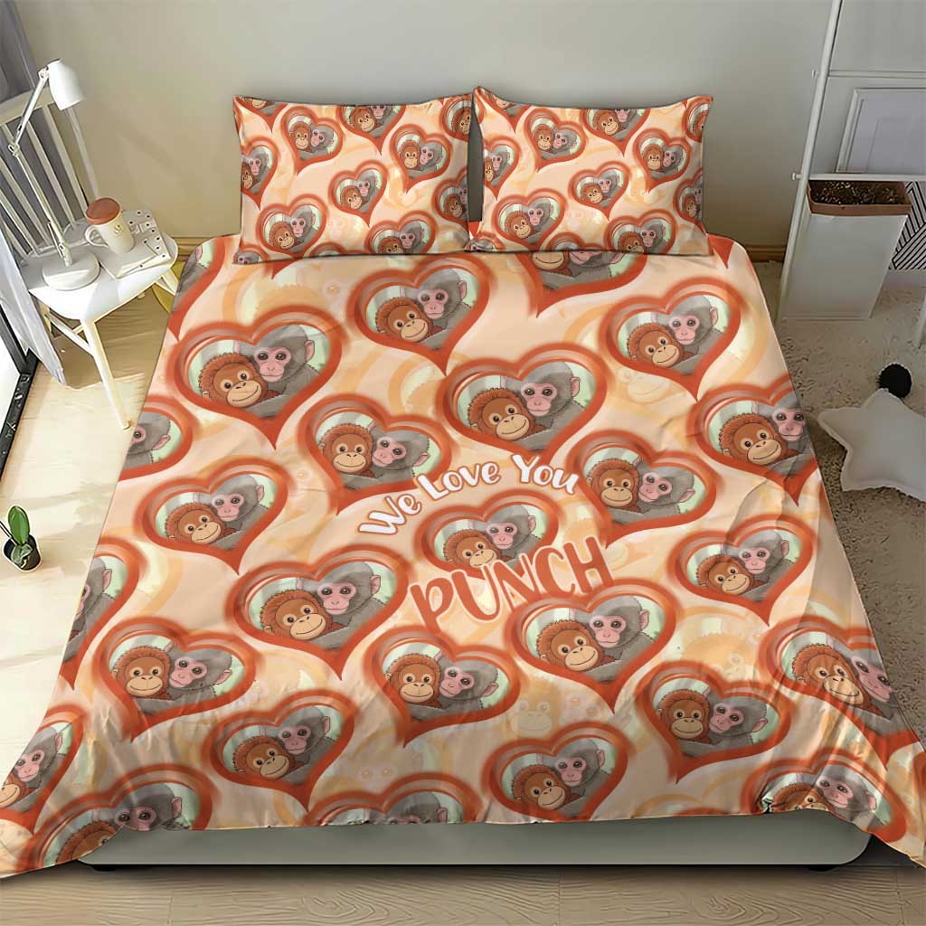 Punch The Monkey Bedding Set We Love You Seamless Heart Style Orange