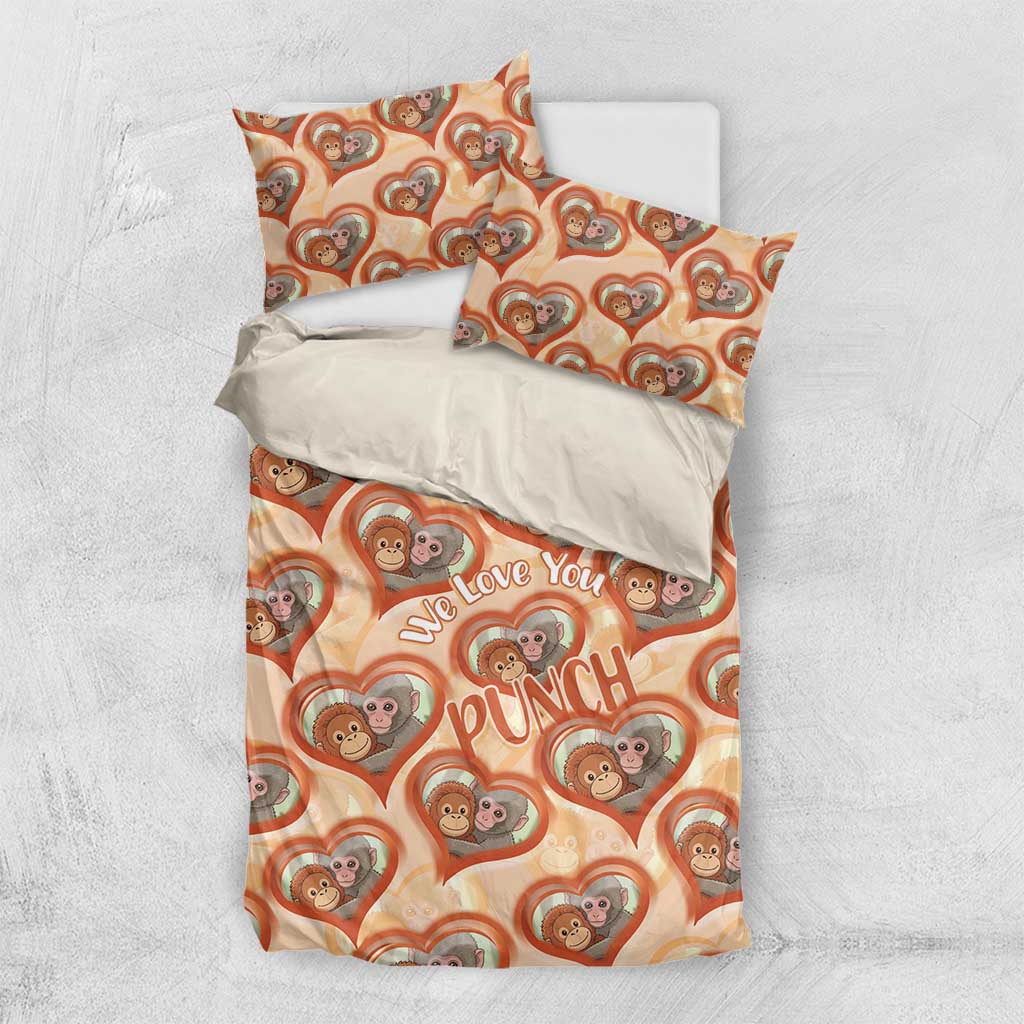 Punch The Monkey Bedding Set We Love You Seamless Heart Style Orange