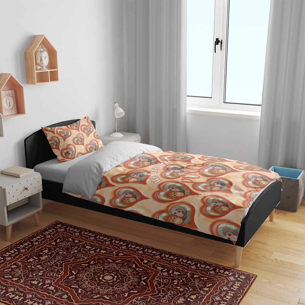 Punch The Monkey Bedding Set We Love You Seamless Heart Style Orange