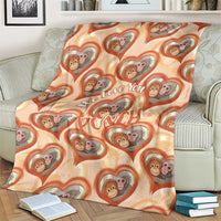 Punch The Monkey Blanket We Love You Seamless Heart Style Orange