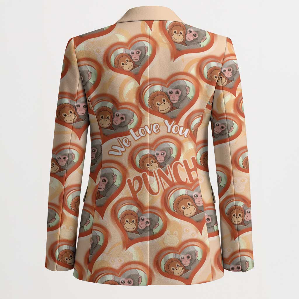 Punch The Monkey Blazer We Love You Seamless Heart Style Orange