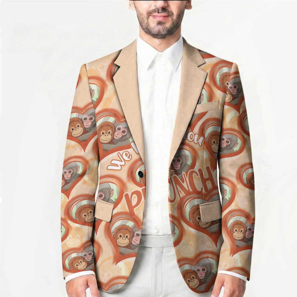 Punch The Monkey Blazer We Love You Seamless Heart Style Orange