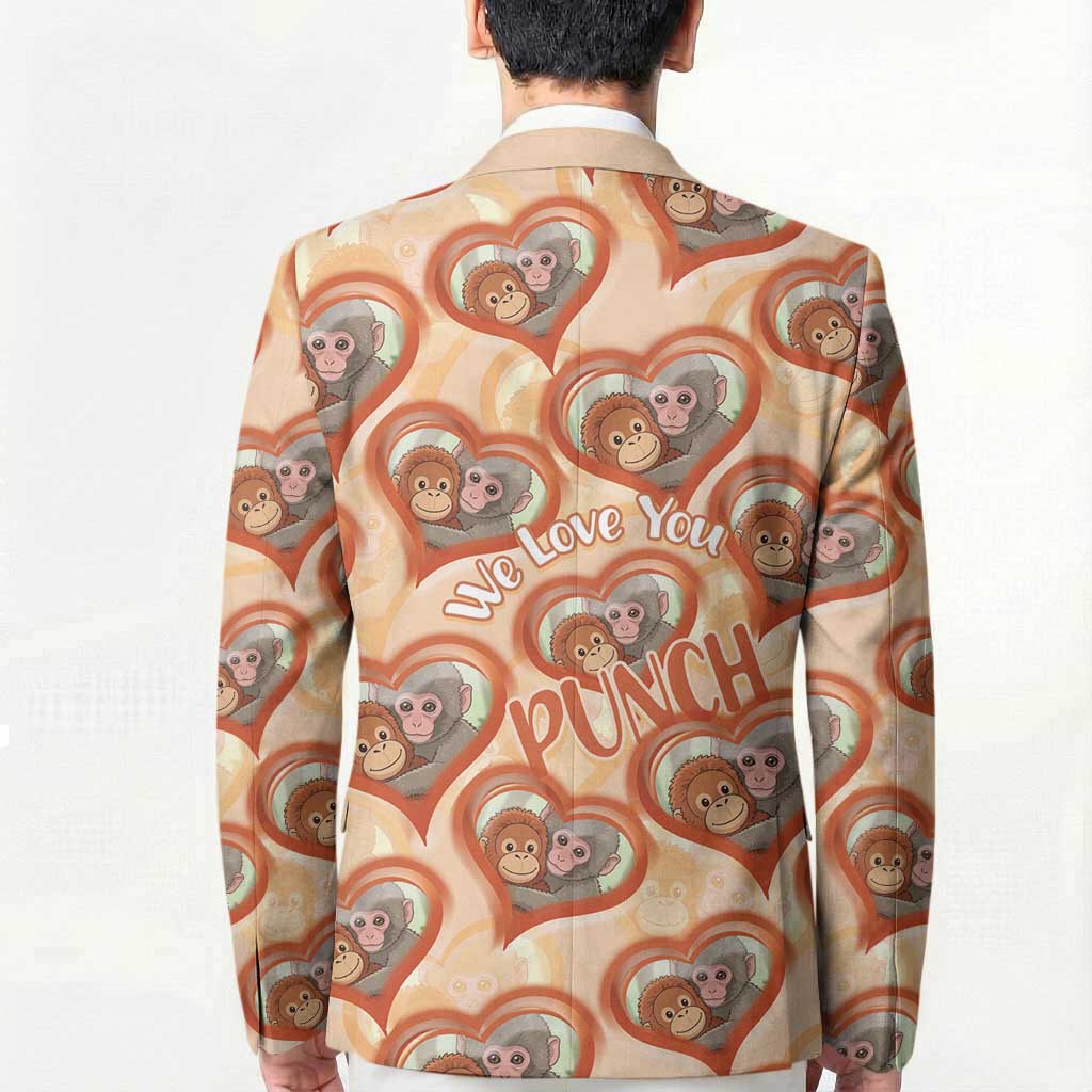Punch The Monkey Blazer We Love You Seamless Heart Style Orange