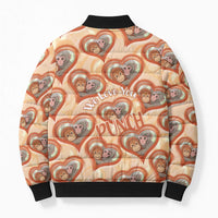 Punch The Monkey Bomber Puffer Jacket We Love You Seamless Heart Style Orange