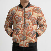 Punch The Monkey Bomber Puffer Jacket We Love You Seamless Heart Style Orange