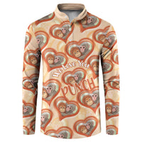 Punch The Monkey Button Sweatshirt We Love You Seamless Heart Style Orange