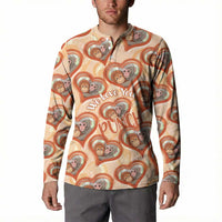 Punch The Monkey Button Sweatshirt We Love You Seamless Heart Style Orange