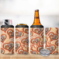 Punch The Monkey 4 in 1 Can Cooler Tumbler We Love You Seamless Heart Style Orange