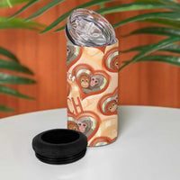 Punch The Monkey 4 in 1 Can Cooler Tumbler We Love You Seamless Heart Style Orange
