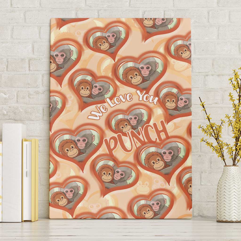 Punch The Monkey Canvas Wall Art We Love You Seamless Heart Style Orange