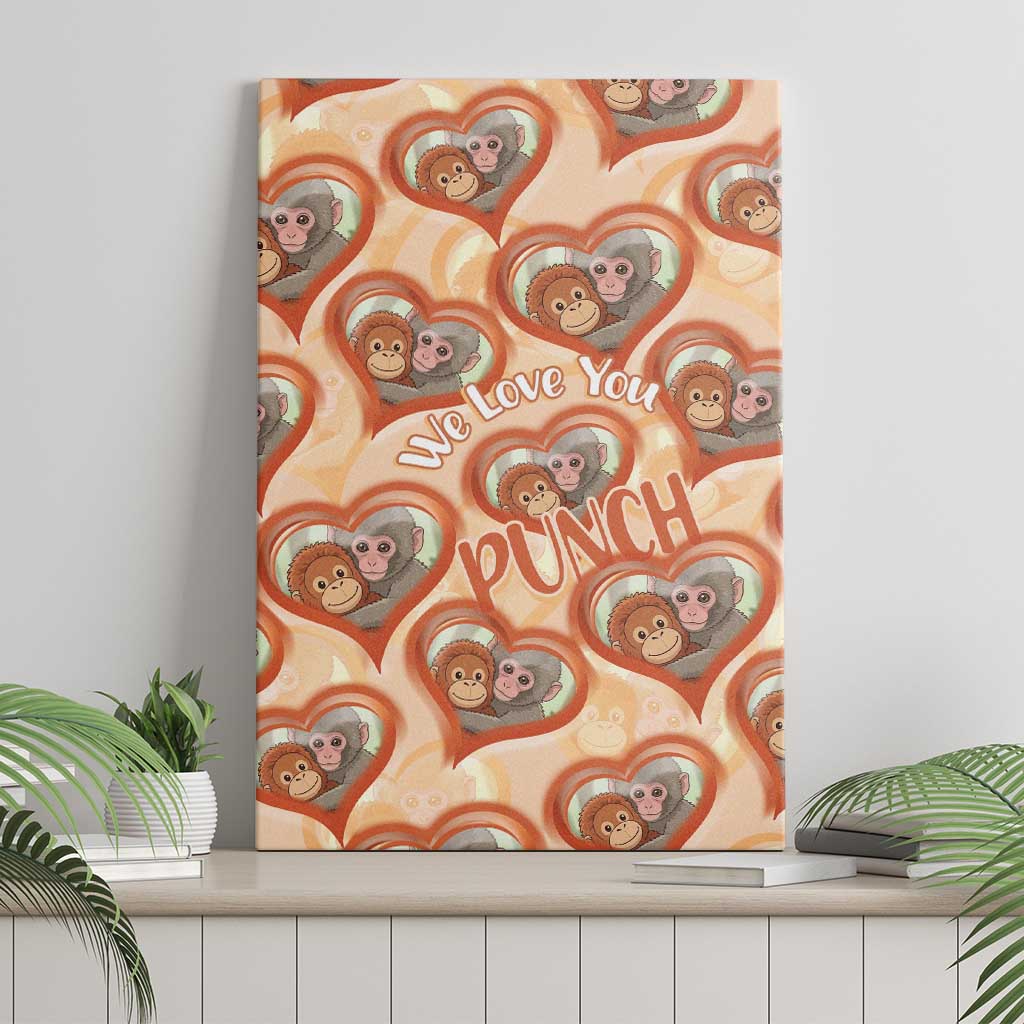 Punch The Monkey Canvas Wall Art We Love You Seamless Heart Style Orange
