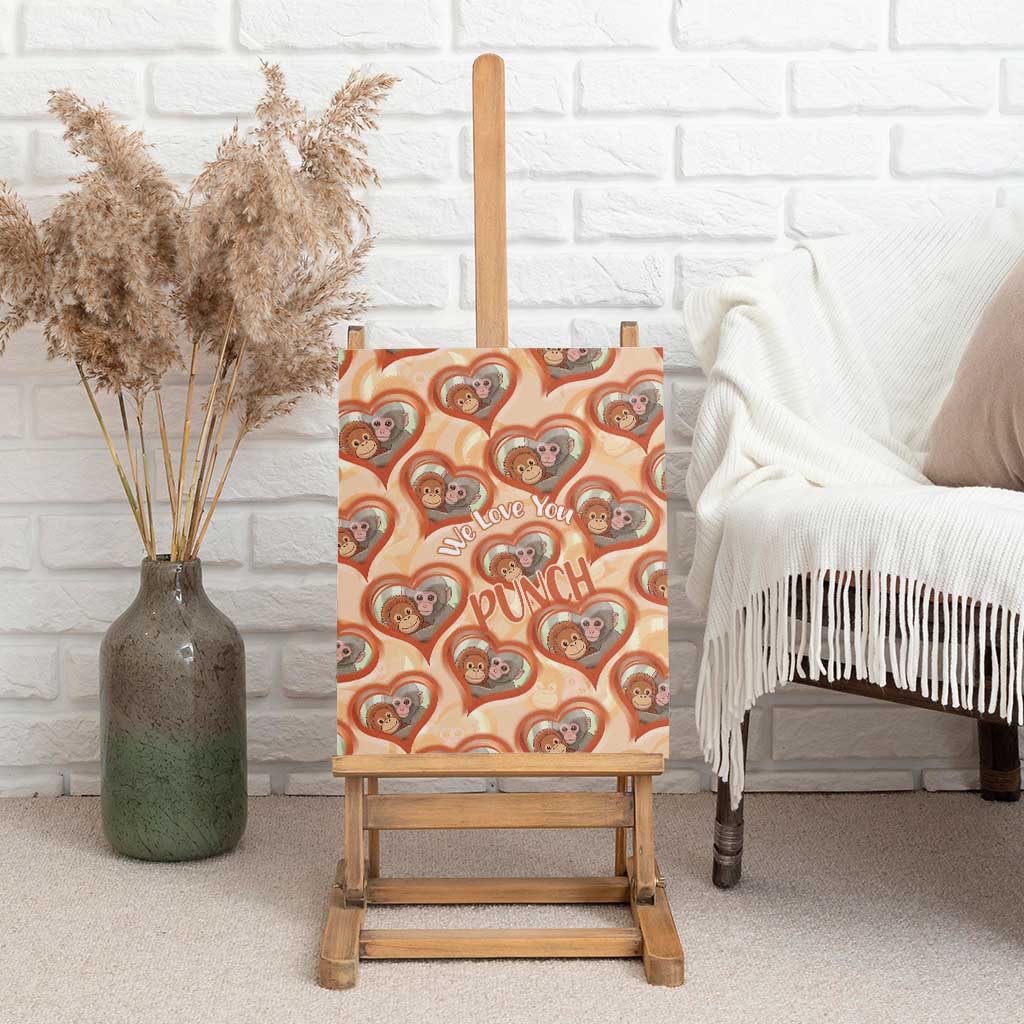 Punch The Monkey Canvas Wall Art We Love You Seamless Heart Style Orange