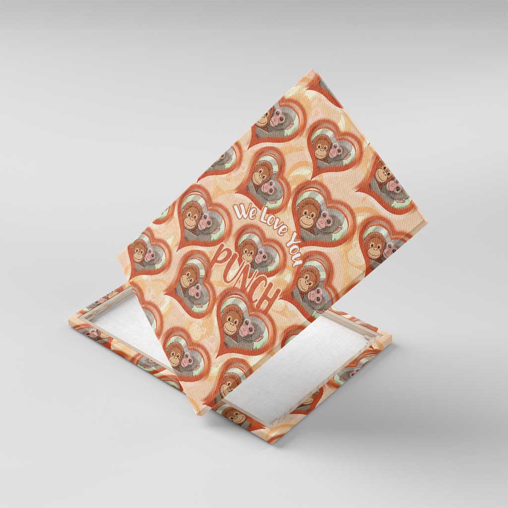 Punch The Monkey Canvas Wall Art We Love You Seamless Heart Style Orange