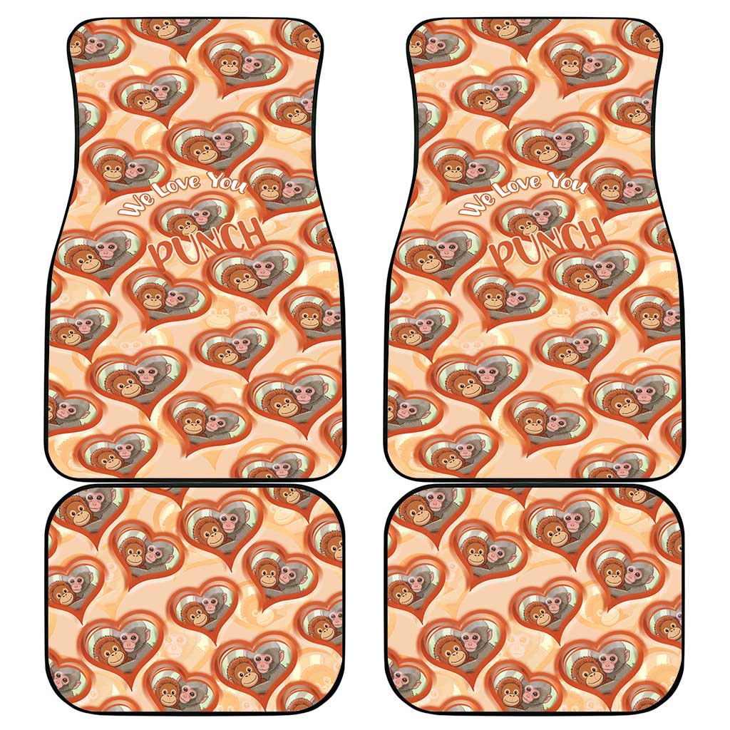 Punch The Monkey Car Mats We Love You Seamless Heart Style Orange
