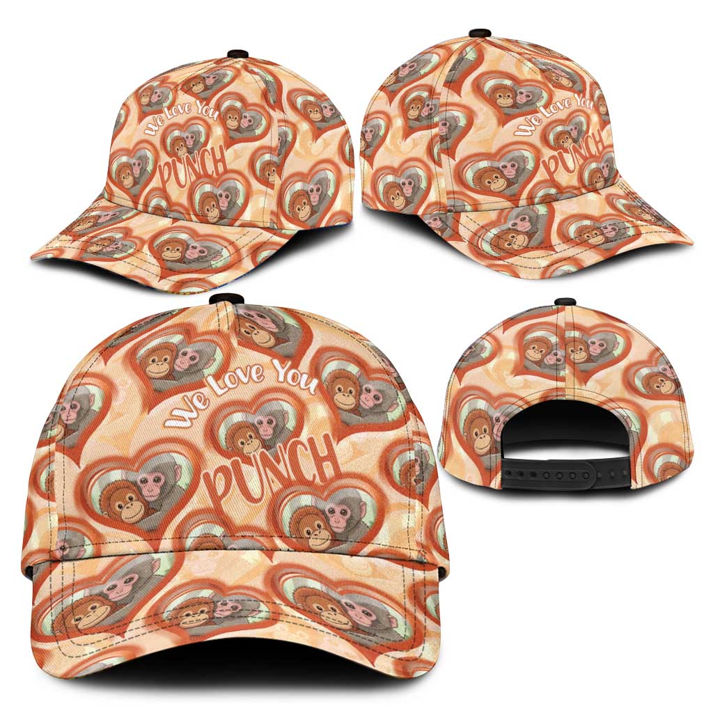 Punch The Monkey Classic Cap We Love You Seamless Heart Style Orange