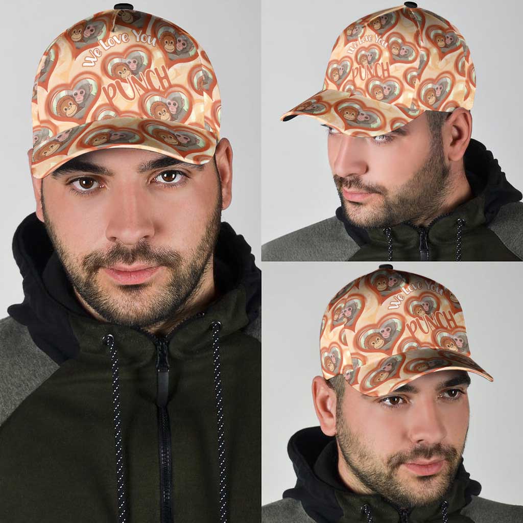Punch The Monkey Classic Cap We Love You Seamless Heart Style Orange