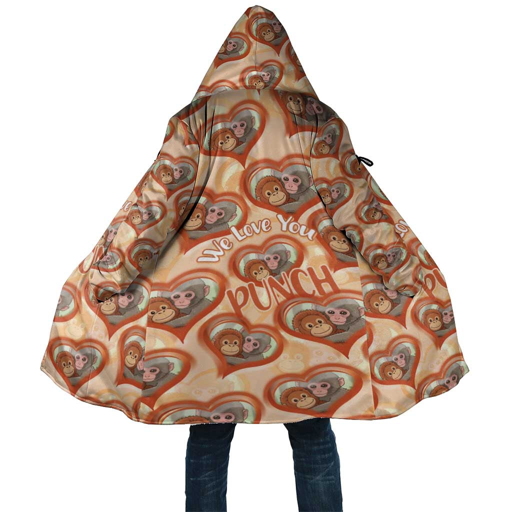 Punch The Monkey Cloak We Love You Seamless Heart Style Orange