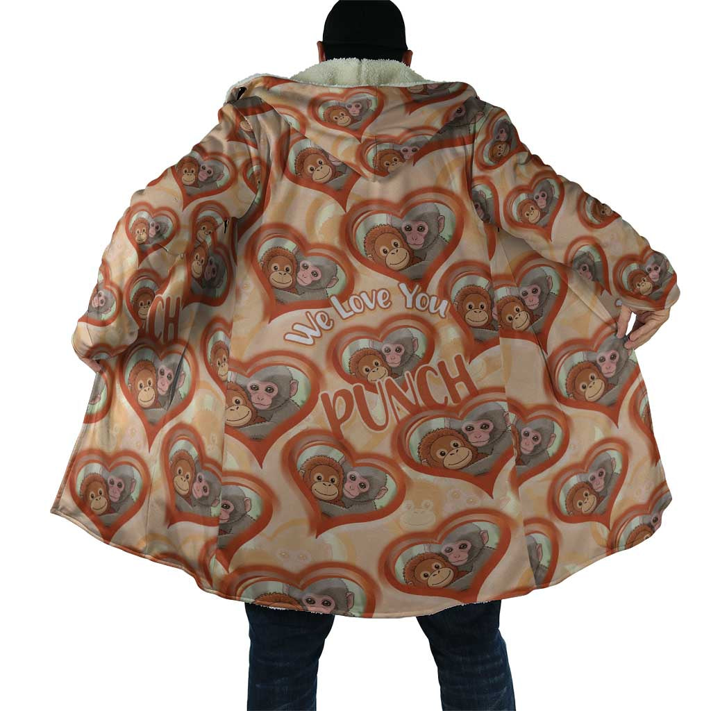 Punch The Monkey Cloak We Love You Seamless Heart Style Orange