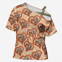Punch The Monkey Cross Shoulder Shirt We Love You Seamless Heart Style Orange
