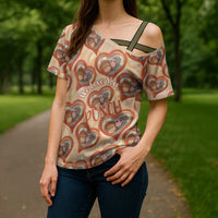 Punch The Monkey Cross Shoulder Shirt We Love You Seamless Heart Style Orange