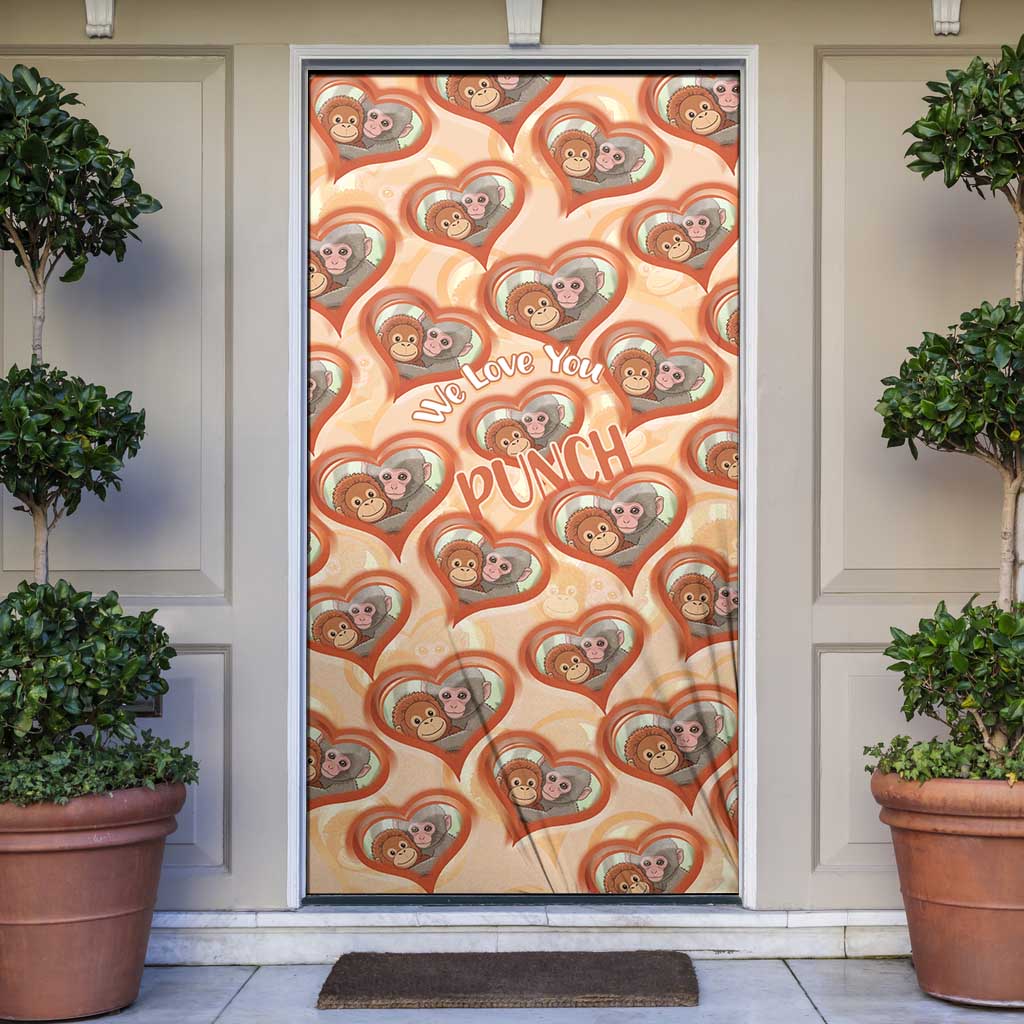 Punch The Monkey Door Cover We Love You Seamless Heart Style Orange