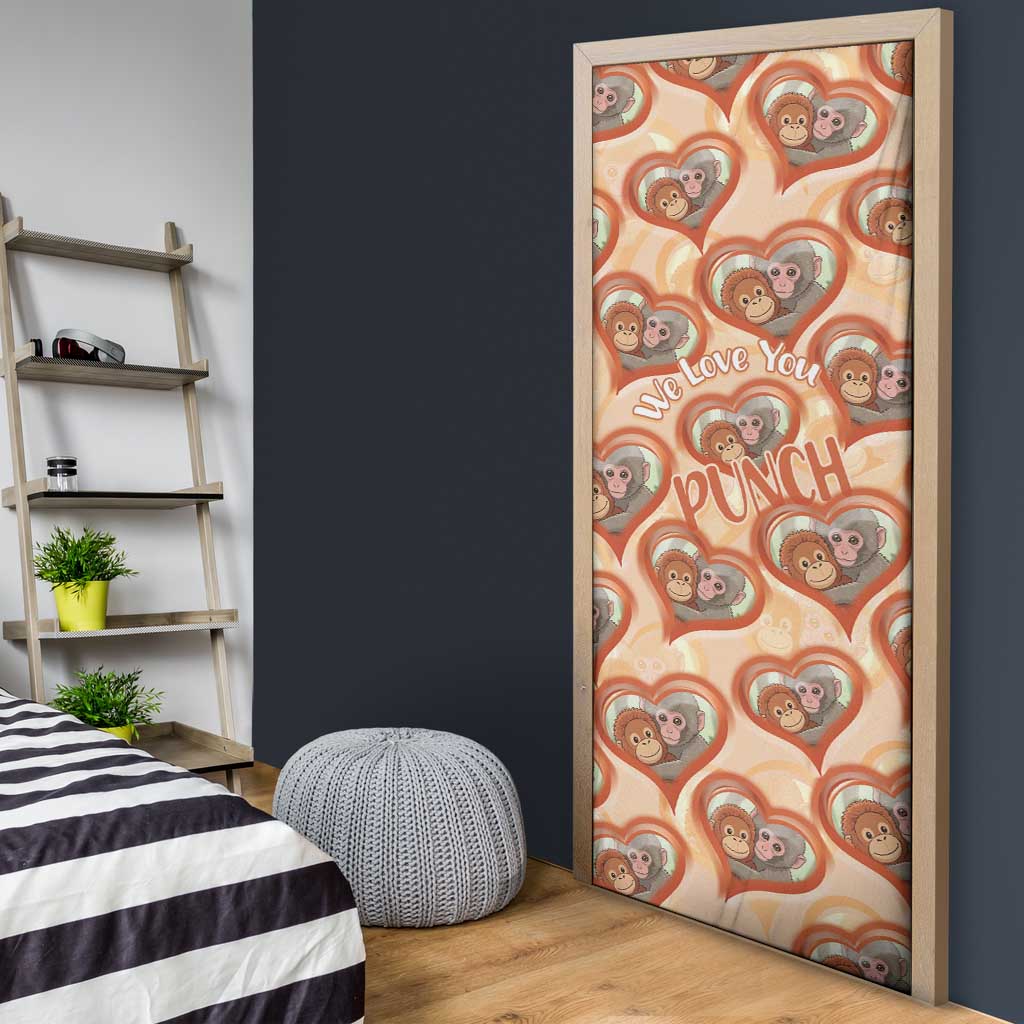 Punch The Monkey Door Cover We Love You Seamless Heart Style Orange