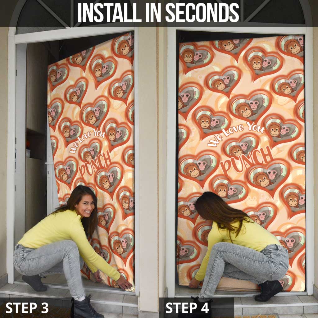 Punch The Monkey Door Cover We Love You Seamless Heart Style Orange