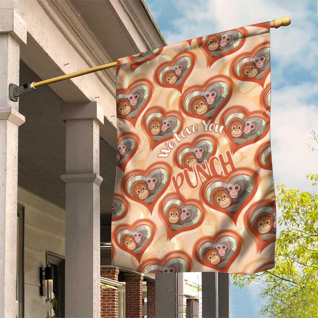 Punch The Monkey Garden Flag We Love You Seamless Heart Style Orange