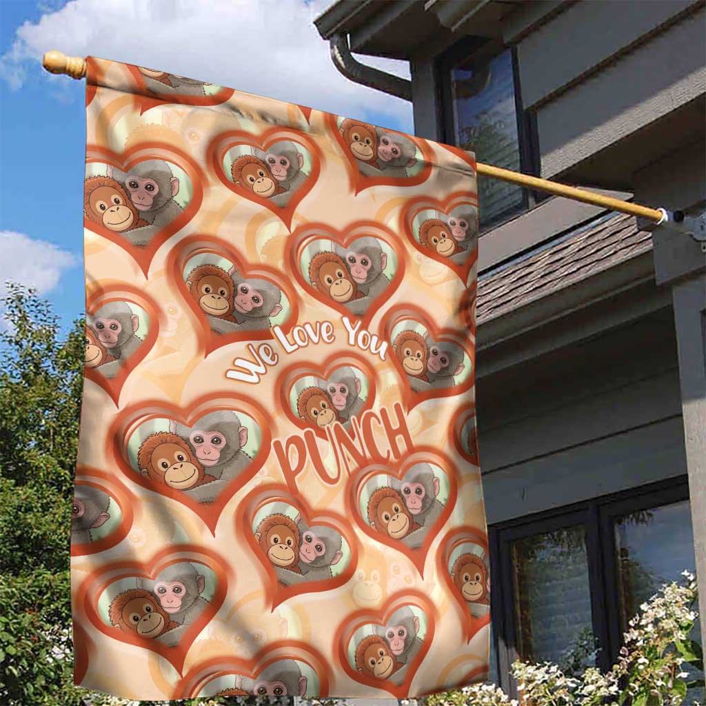 Punch The Monkey Garden Flag We Love You Seamless Heart Style Orange