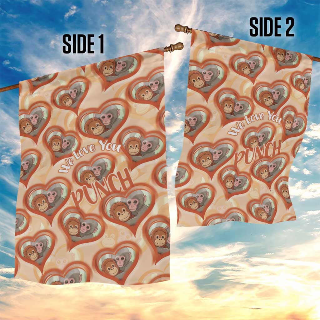 Punch The Monkey Garden Flag We Love You Seamless Heart Style Orange