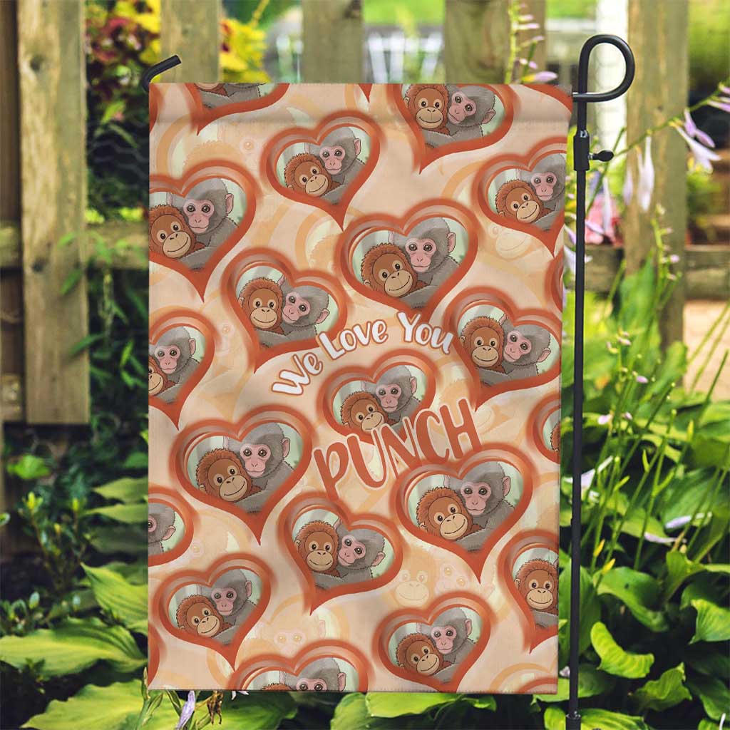Punch The Monkey Garden Flag We Love You Seamless Heart Style Orange