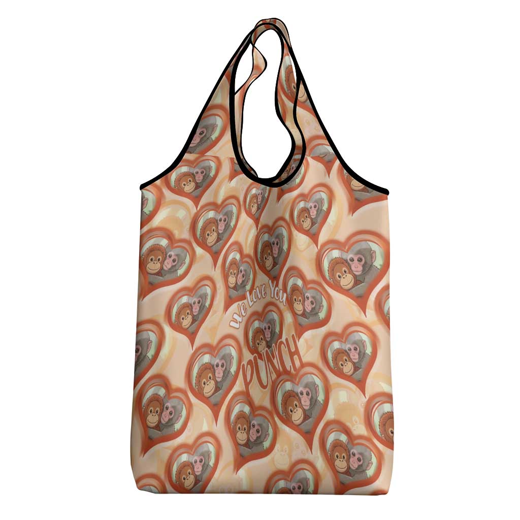 Punch The Monkey Grocery Bag We Love You Seamless Heart Style Orange
