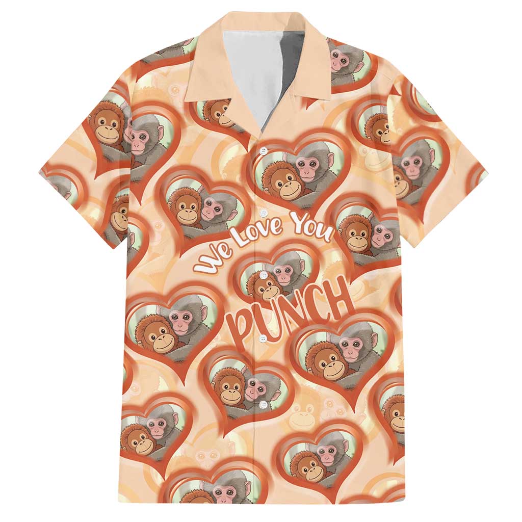 Punch The Monkey Hawaiian Shirt We Love You Seamless Heart Style Orange