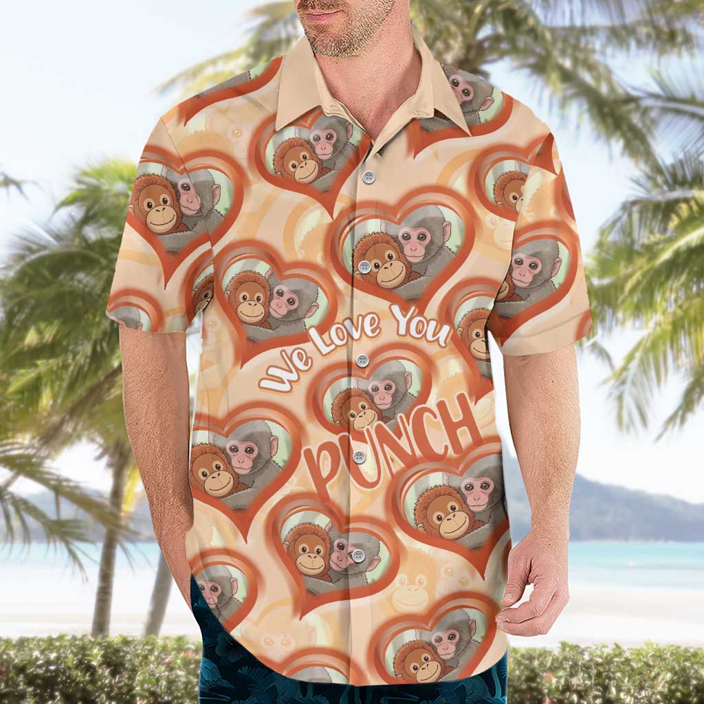 Punch The Monkey Hawaiian Shirt We Love You Seamless Heart Style Orange