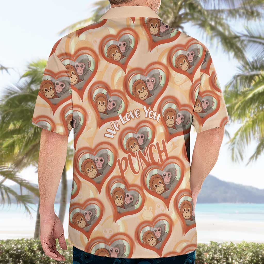 Punch The Monkey Hawaiian Shirt We Love You Seamless Heart Style Orange