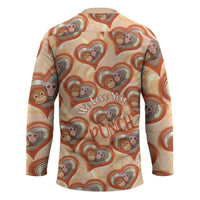 Punch The Monkey Hockey Jersey We Love You Seamless Heart Style Orange