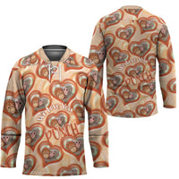 Punch The Monkey Hockey Jersey We Love You Seamless Heart Style Orange