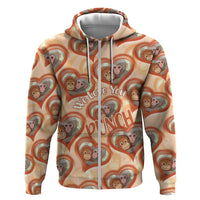 Punch The Monkey Hoodie We Love You Seamless Heart Style Orange